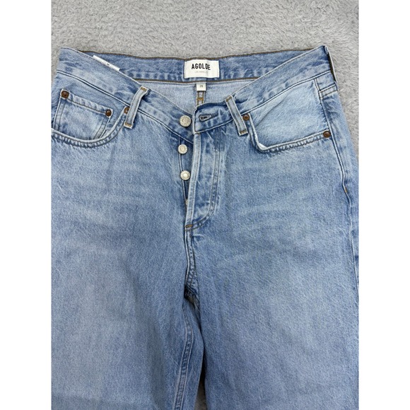 AGOLDE Los Angeles V Waist Baggy Jeans Light Wash Denim Button Fly Size 28 - Picture 4 of 11